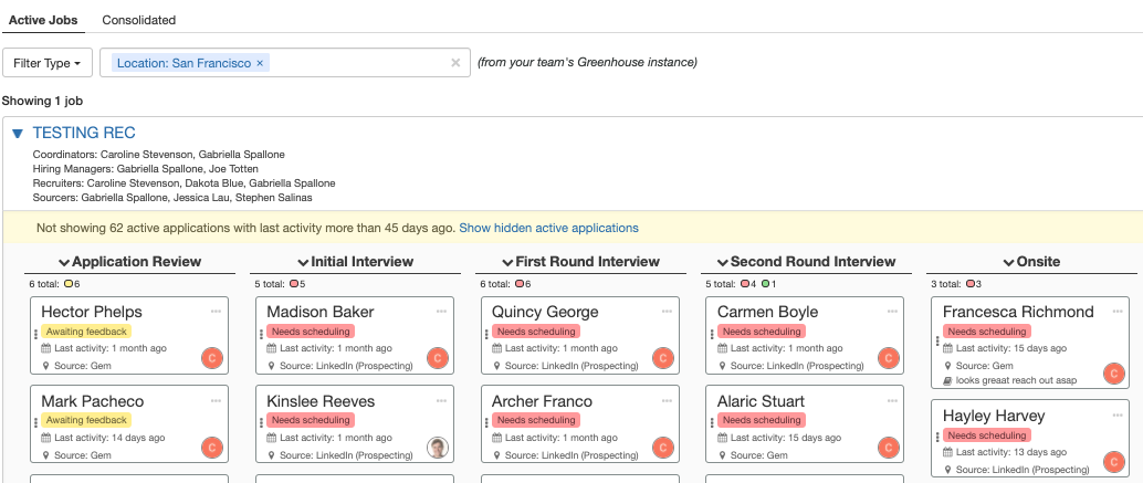 Candidate and prospect filters – Greenhouse Support