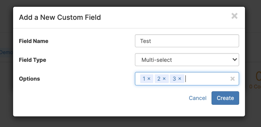 Create custom field with multi-select options to use with Forms