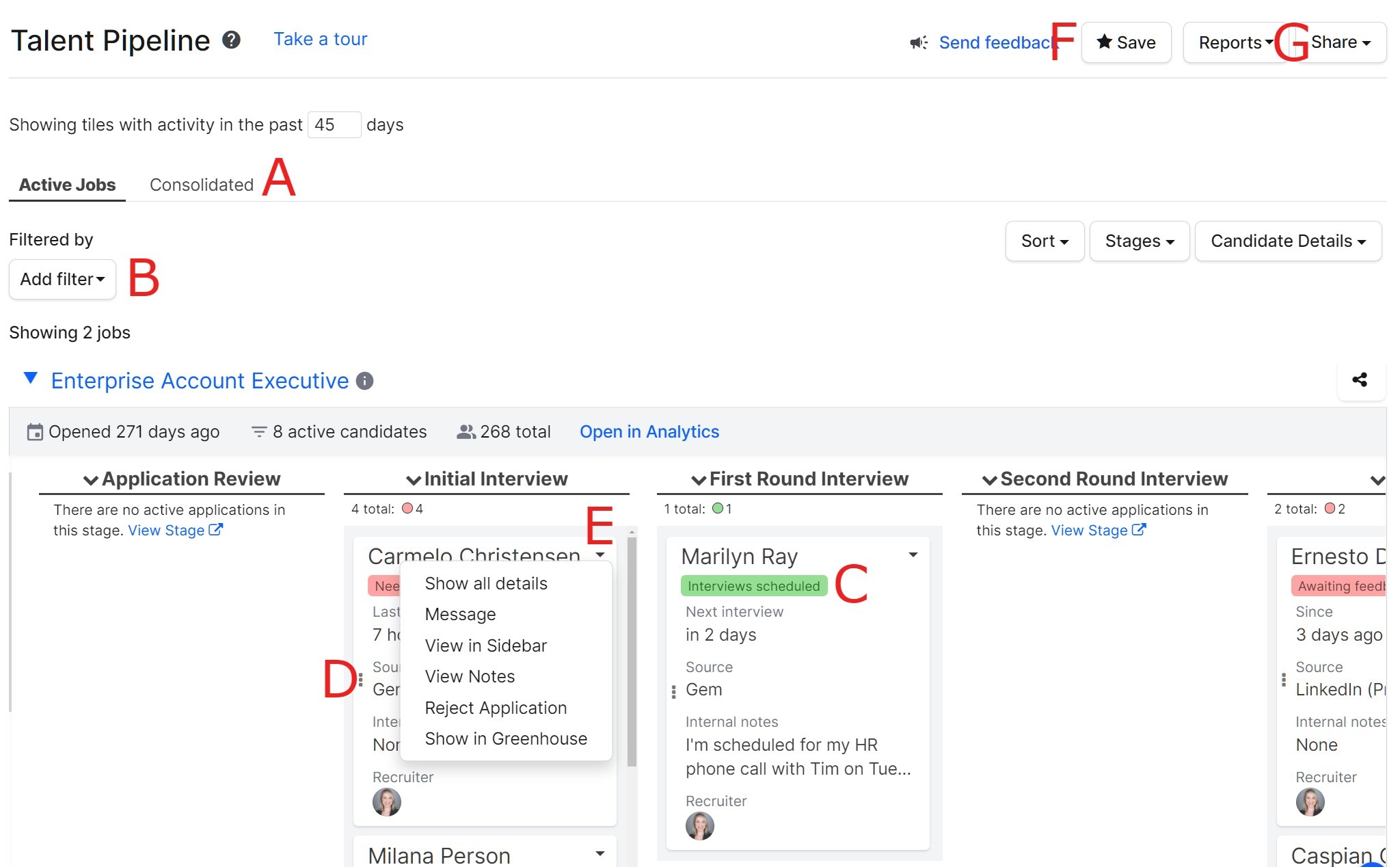 Candidate and prospect filters – Greenhouse Support